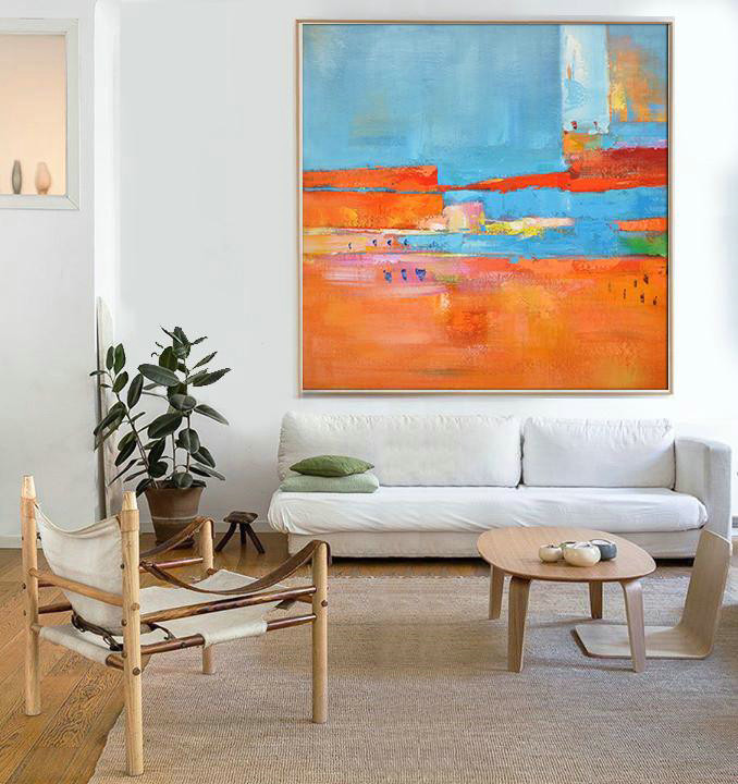 Extra Large 72" Acrylic Painting,Oversized Contemporary Art,Contemporary Canvas Paintings,Red,Blue,Orange,Yellow,Pink.etc